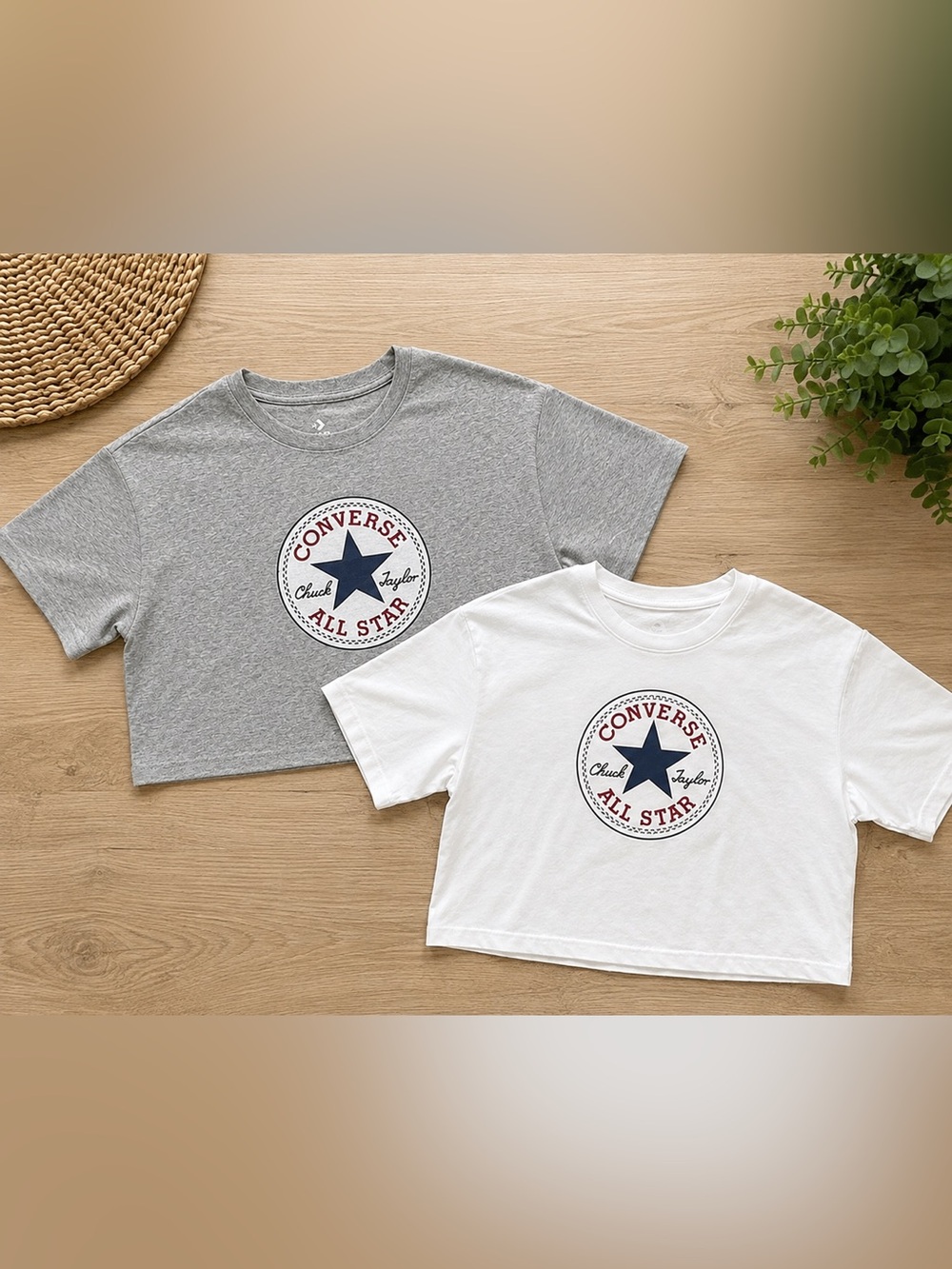 NWT Converse Chuck Taylor All Star Crop Tee Bundle | White‎ & Gray | Size M